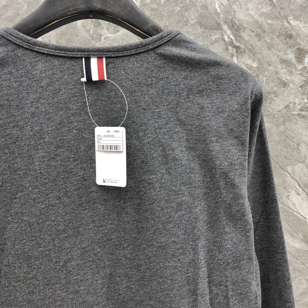 Thom Browne Classic Four-Bar Stripe Long-Sleeve T-Shirt Gray - 18