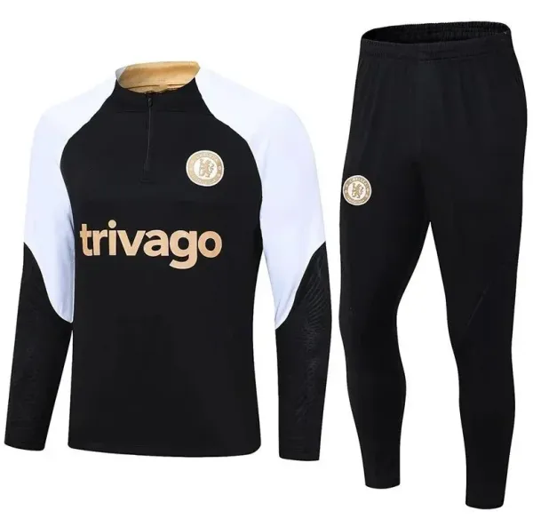 Chelsea FC x Trivago Training Tracksuit Black/White/Gold - 1