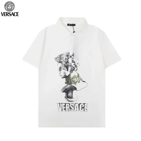 Versace Baroque Logo Print White Polo - 14