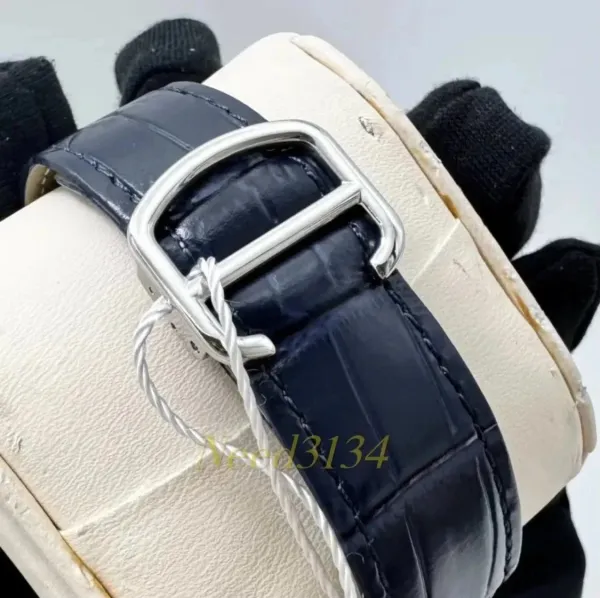 Cartier Ballon Bleu de Cartier Silver Dial Black Leather Strap Mechanical Watch - 5