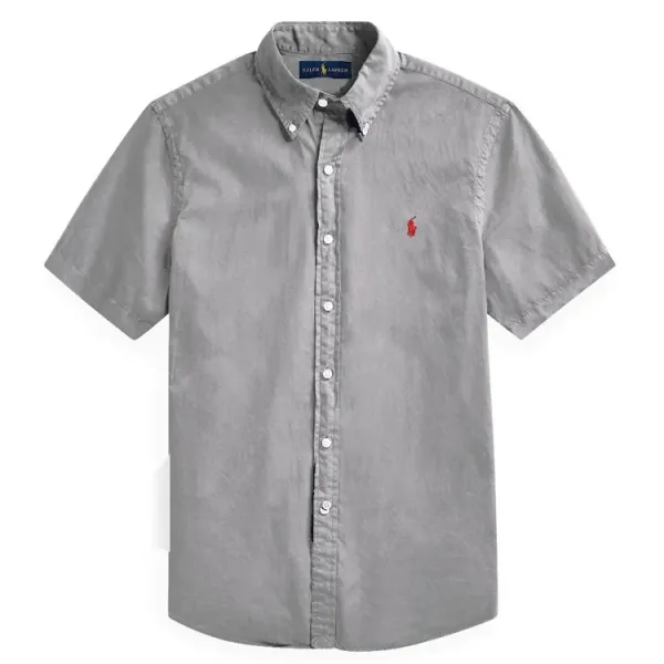 Ralph Lauren Classic Fit Short-Sleeve Button-Down Shirt Navy - 10