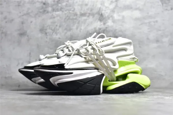 Balmain X-Runner Black and White Monogram Print Chunky Sneakers - 12