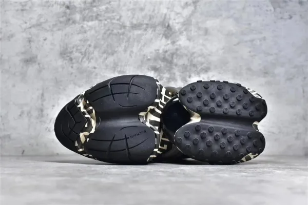 Balmain X-Runner Black and White Monogram Print Chunky Sneakers - 57
