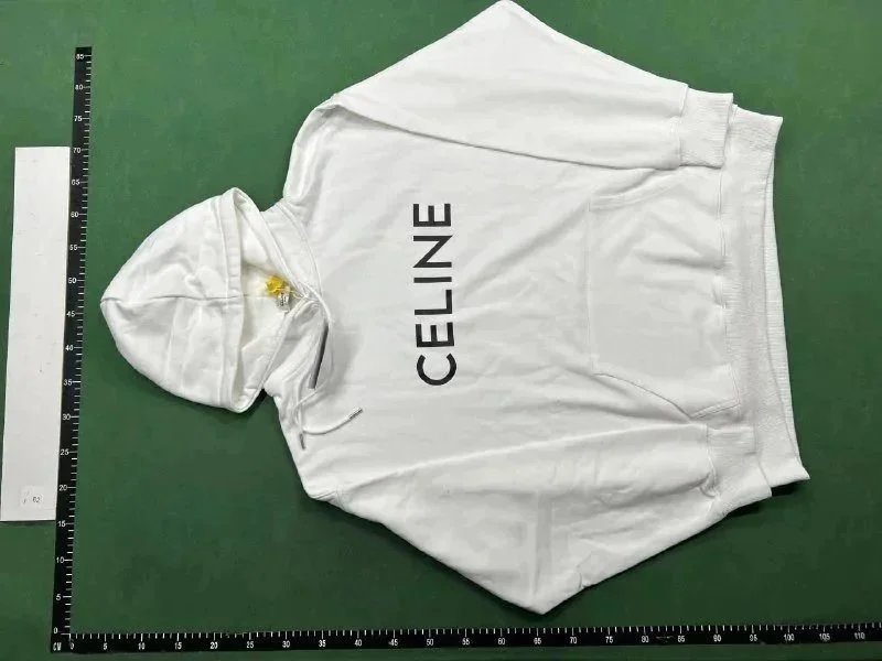 Celine Logo Print White Hoodie and Sweatpants Set - 5