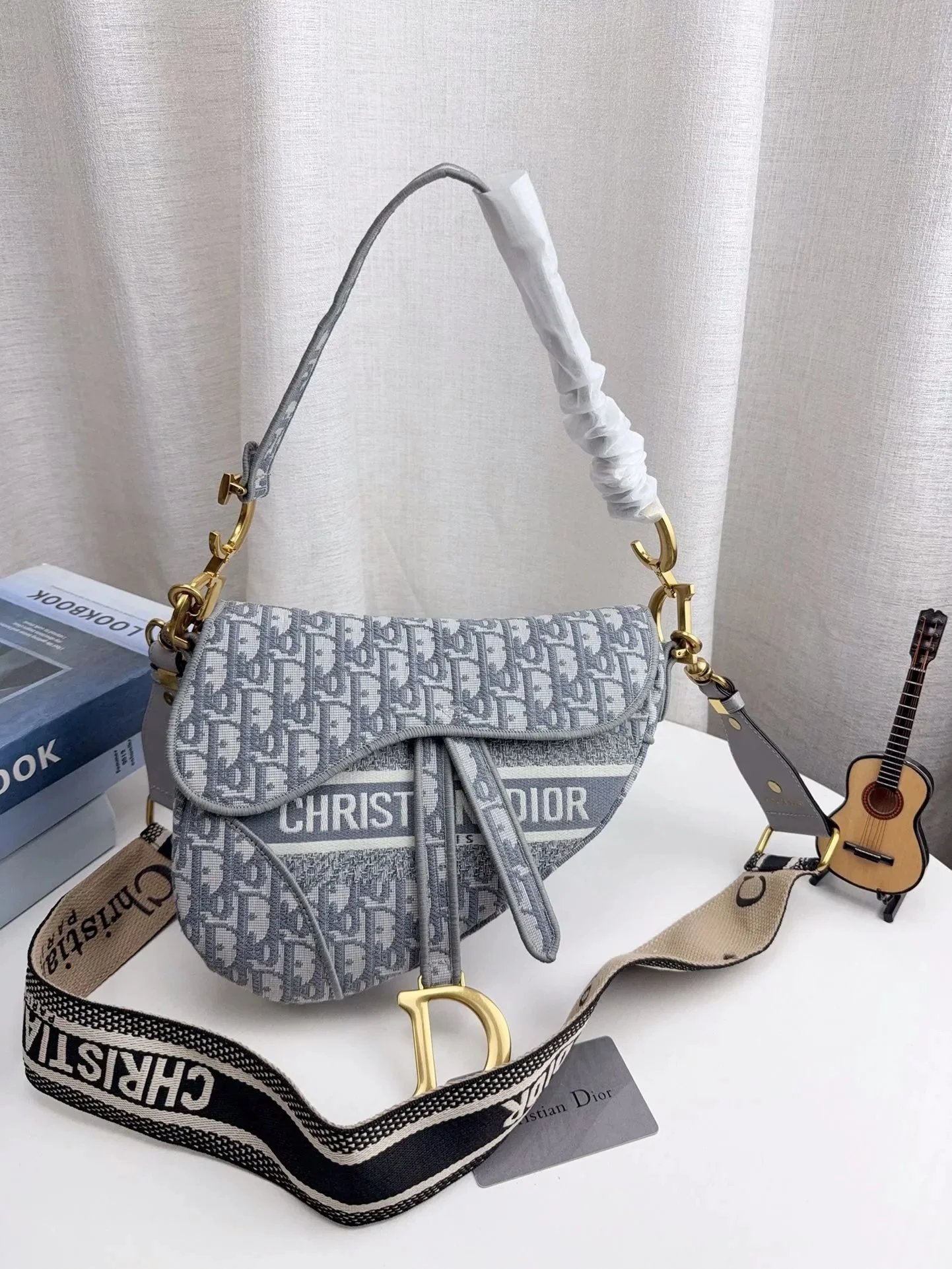 Dior Lady Dior Oblique Monogram Beige and Black Chain Bag - 20