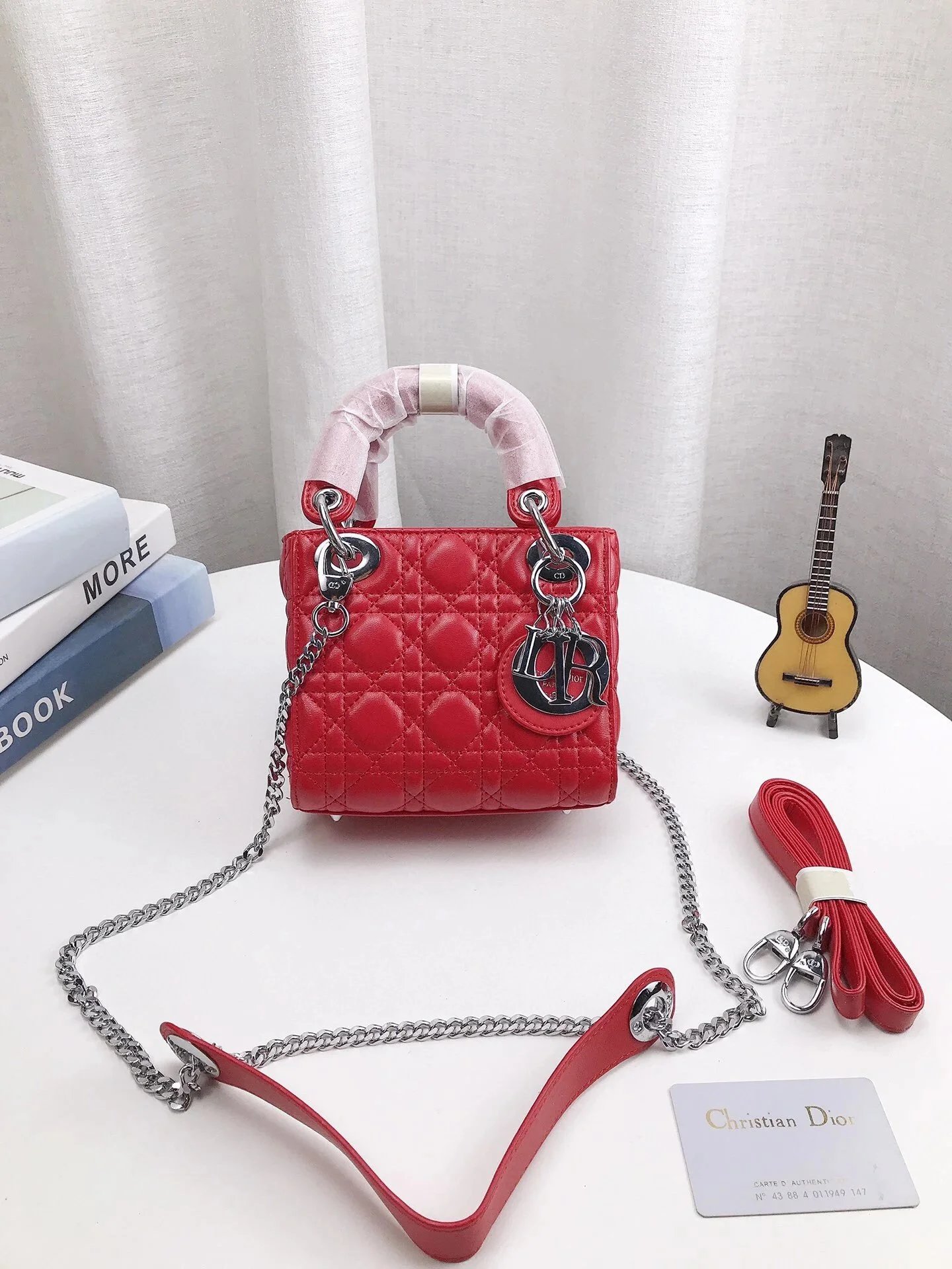 Dior Lady Dior Oblique Monogram Beige and Black Chain Bag - 28