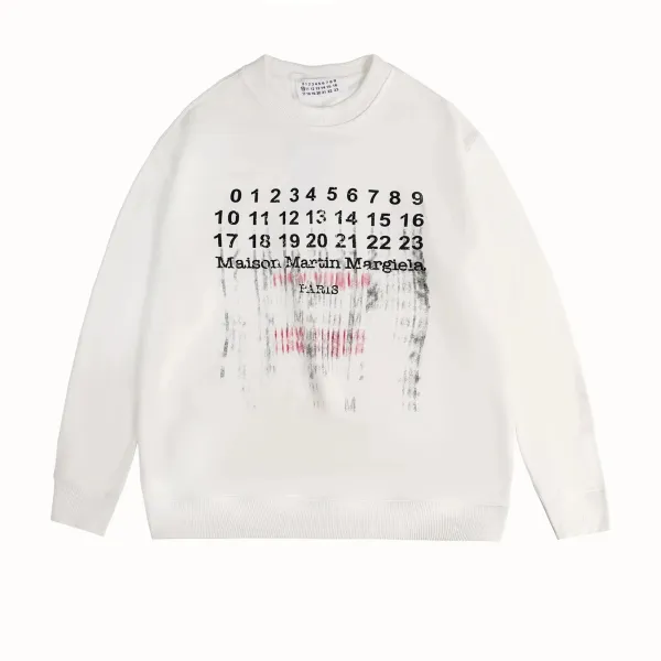 Maison Margiela Numbered Graphic Print White Hoodie - 1