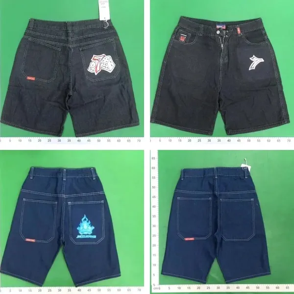 JNCO Jeans Flame Embroidered Denim Shorts Blue - 3