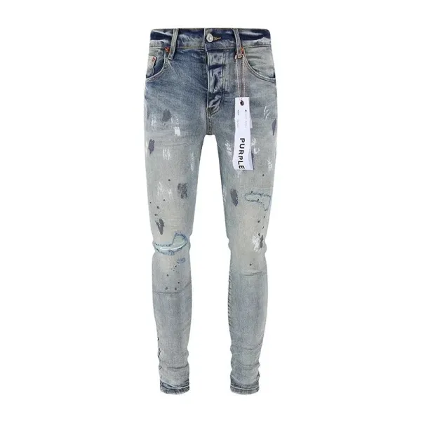SPURLE Distressed Paint-Splatter Skinny Jeans - 15