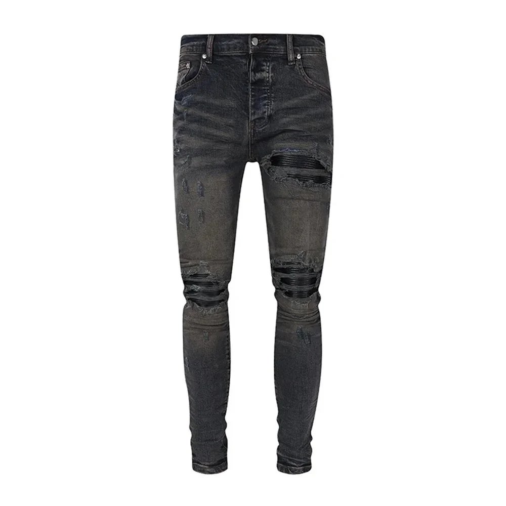 SPURLE Distressed Paint-Splatter Skinny Jeans - 25