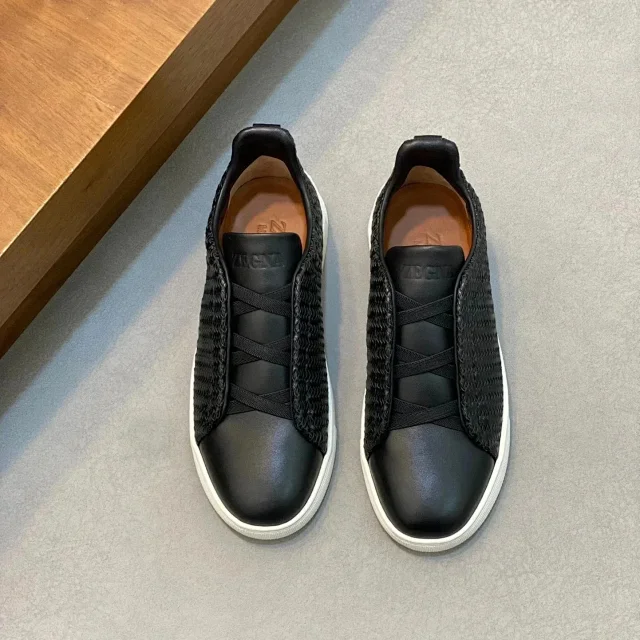 Zegna Leather Shoes Triple Stitch Slip-On Sneakers product detail image 7