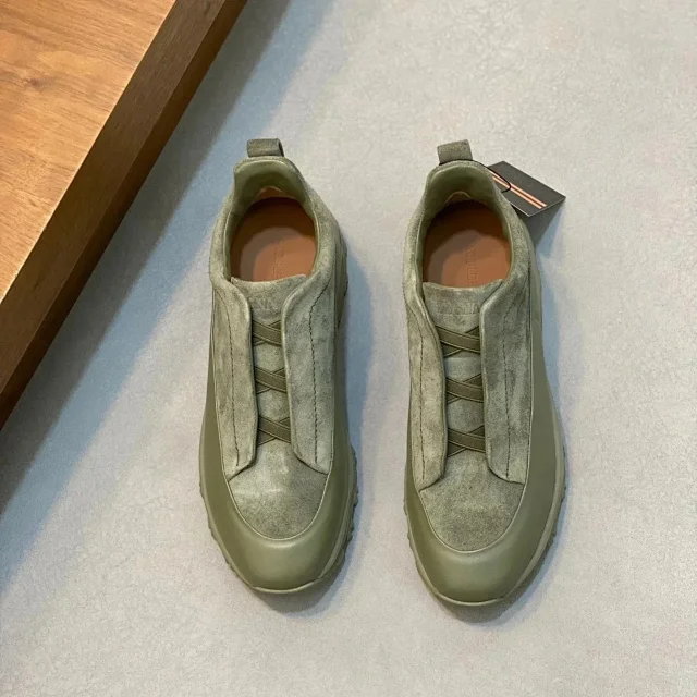 Zegna Leather Shoes Triple Stitch Slip-On Sneakers product detail image 1