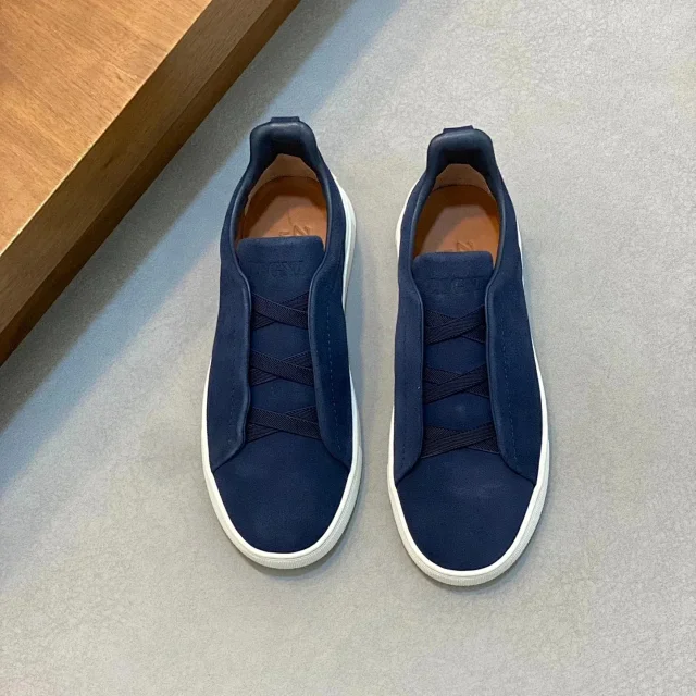 Zegna Leather Shoes Triple Stitch Slip-On Sneakers product detail image 9
