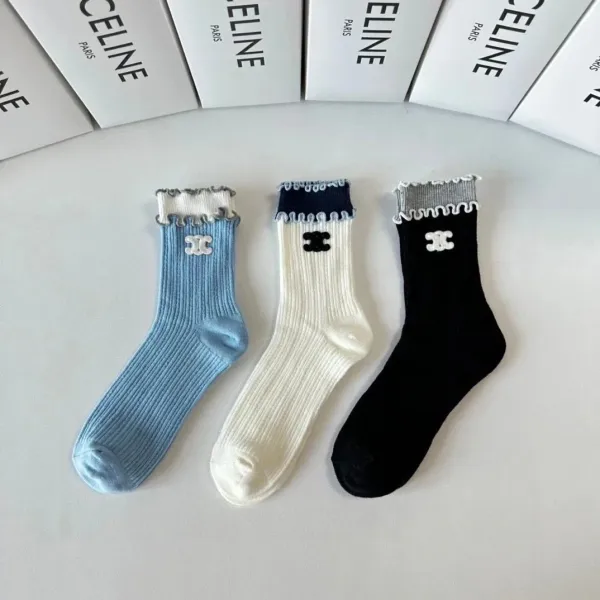 Loewe Anagram Logo Socks Black and Cream - 36