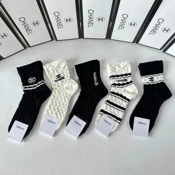 Loewe Anagram Logo Socks Black and Cream - 38