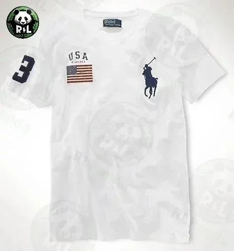 Polo Ralph Lauren USA Flag Polo Pony T-Shirt White - 1