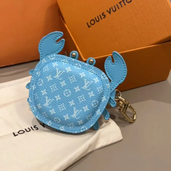 Louis Vuitton Crab Charm Monogram Sky Blue Leather Keychain - 16