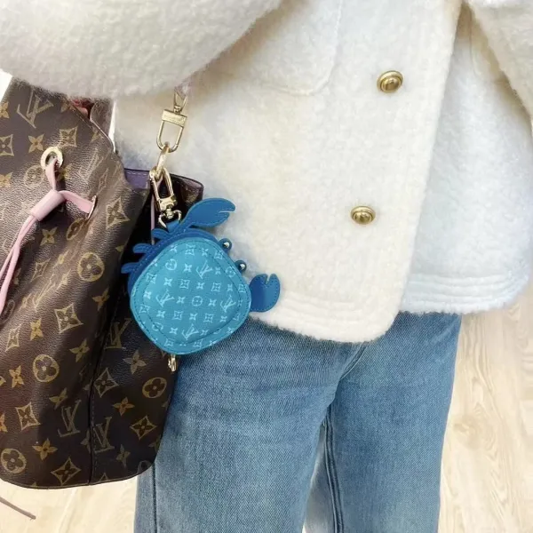 Louis Vuitton Crab Charm Monogram Sky Blue Leather Keychain - 15