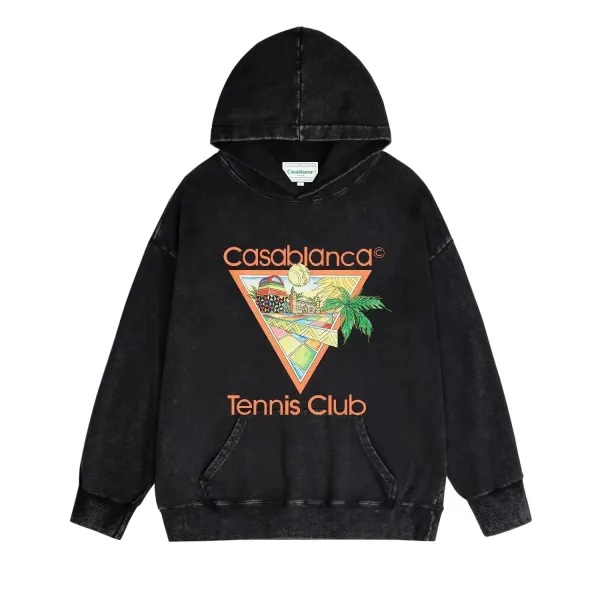 Casablanca Tennis Club Washed Black Hoodie - 1