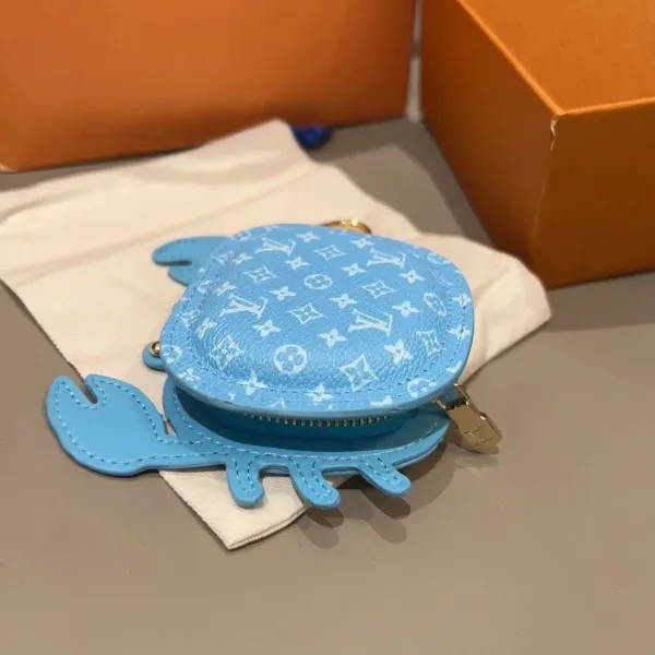 Louis Vuitton Crab Charm Monogram Sky Blue Leather Keychain - 17