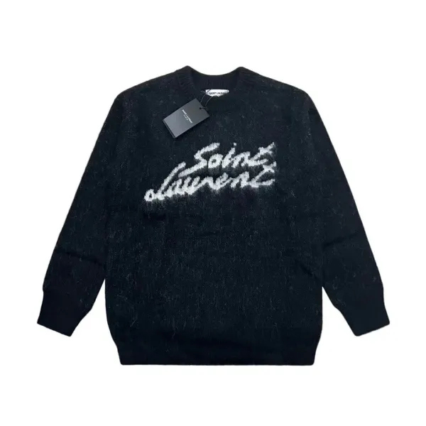 Saint Laurent YSL Gradient Knit Sweater Black-White - 4