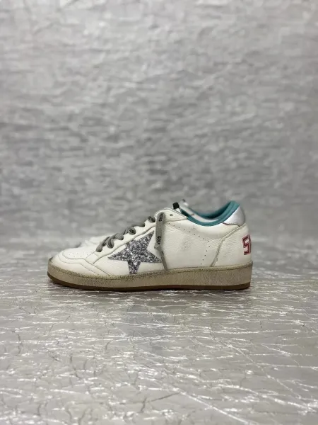 Golden Goose Ballstar Glitter Silver Sneakers - 7