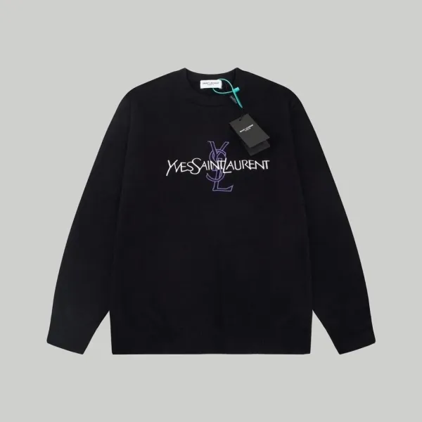 Saint Laurent YSL Gradient Knit Sweater Black-White - 8