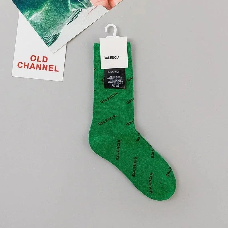 Balenciaga Logo-Print Green Socks