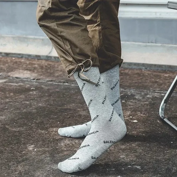 Balenciaga Logo Print Neon Yellow Socks - 4