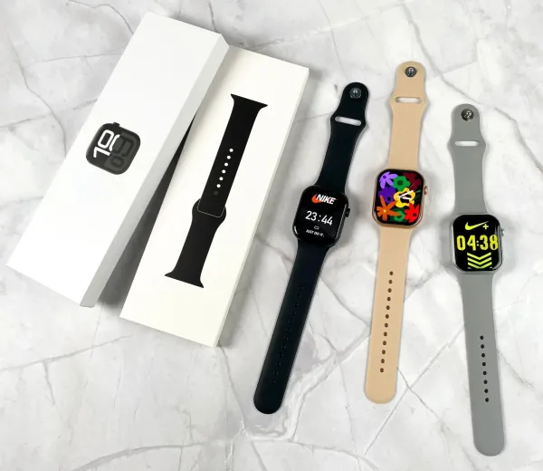 Apple Watch Series 9 Gold Aluminum with Floral Face Beige Sport Band Smartwatch - 2