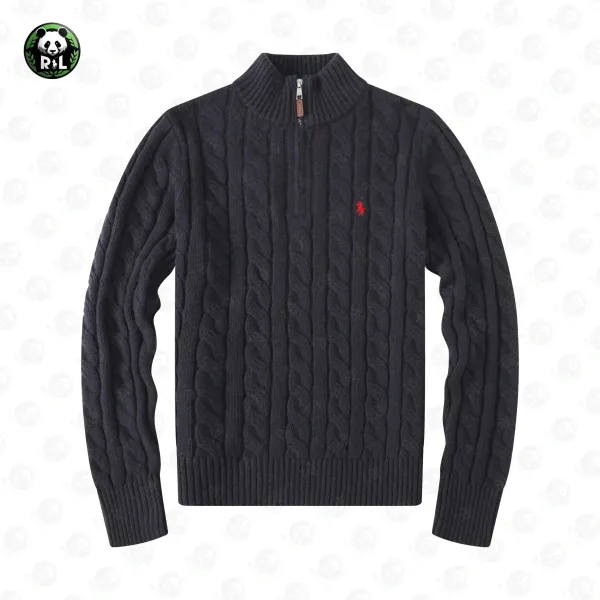 Ralph Lauren Cable Knit Quarter-Zip Sweater Pink - 3