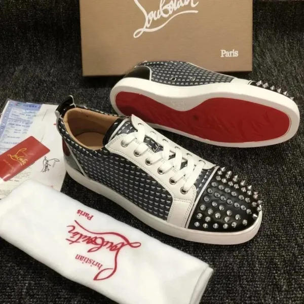 Christian Louboutin Louis Junior Spikes Black and White Sneakers - 1