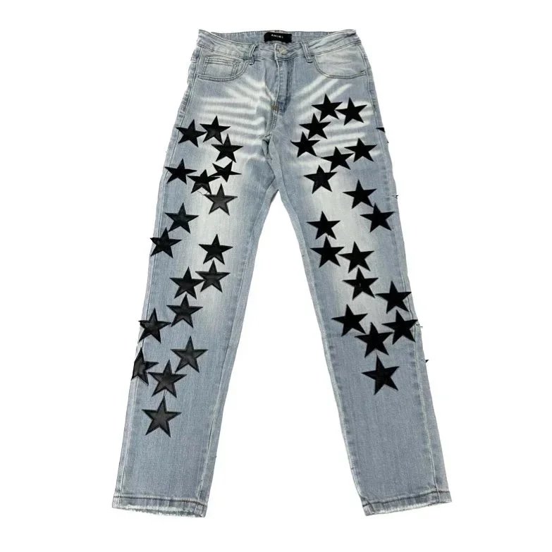 Gallery Dept. Star-Print Distressed Light Wash Jeans