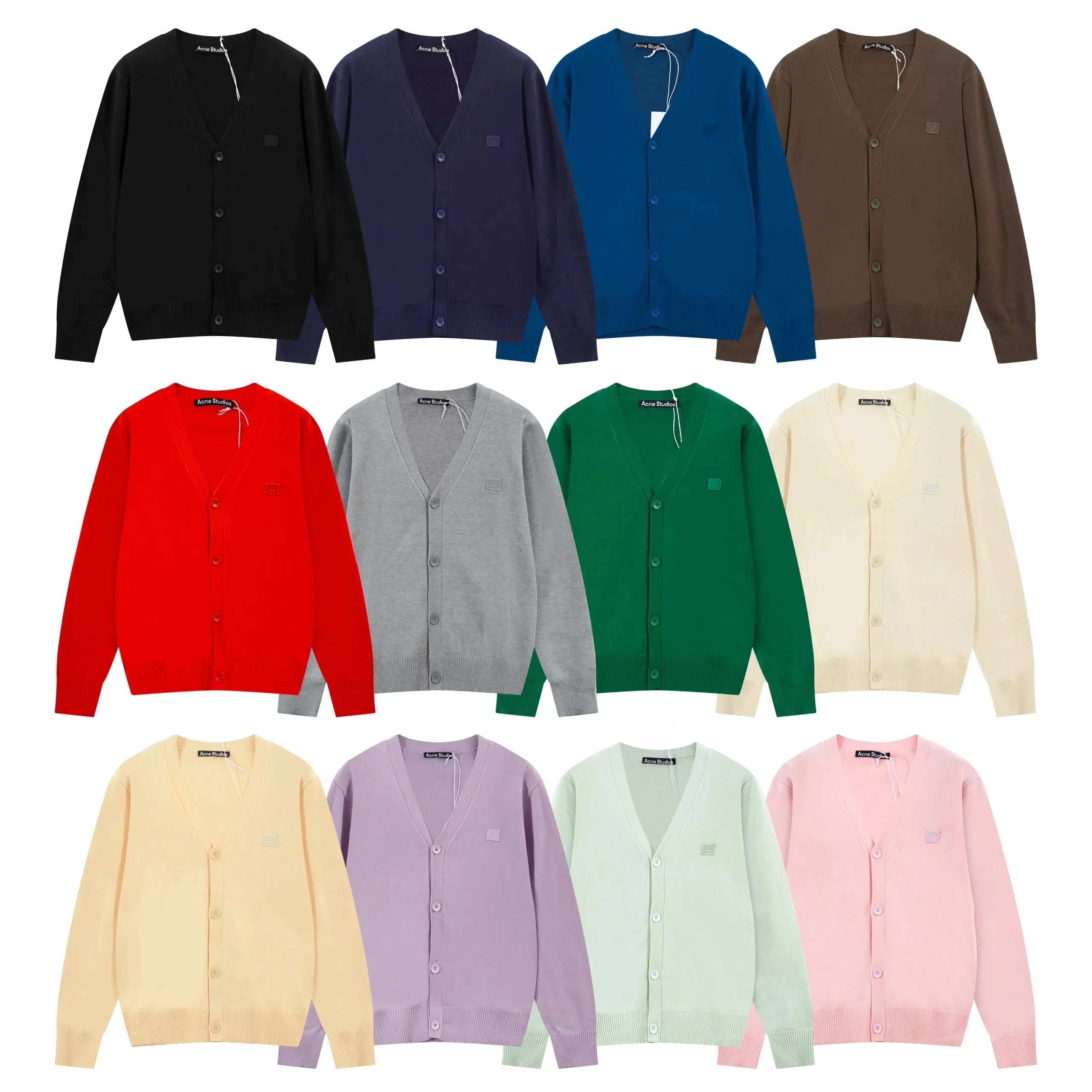 Acne Studios Face Patch Cardigan Emerald Green Cardigan - 4