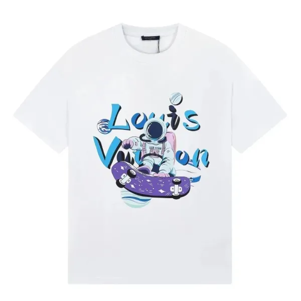 Louis Vuitton Astronaut Skateboard Print White T-Shirt - 1
