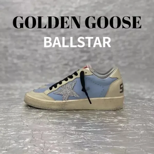 Golden Goose Ballstar Light Blue Glitter Star Sneakers - 1
