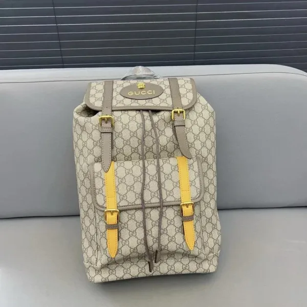 Gucci GG Marmont Backpack Gray with Yellow Accents - 30