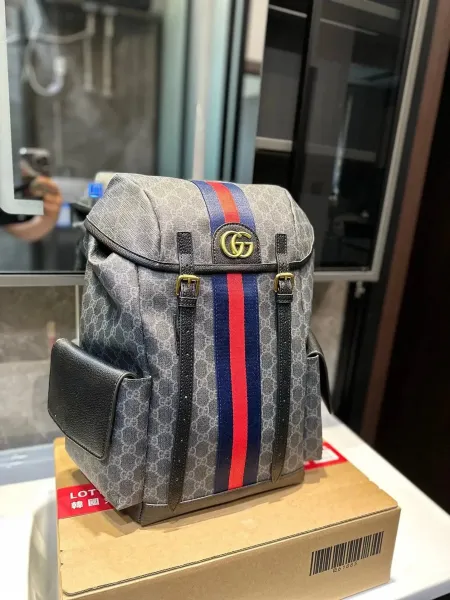 Gucci GG Marmont Backpack Gray with Yellow Accents - 29