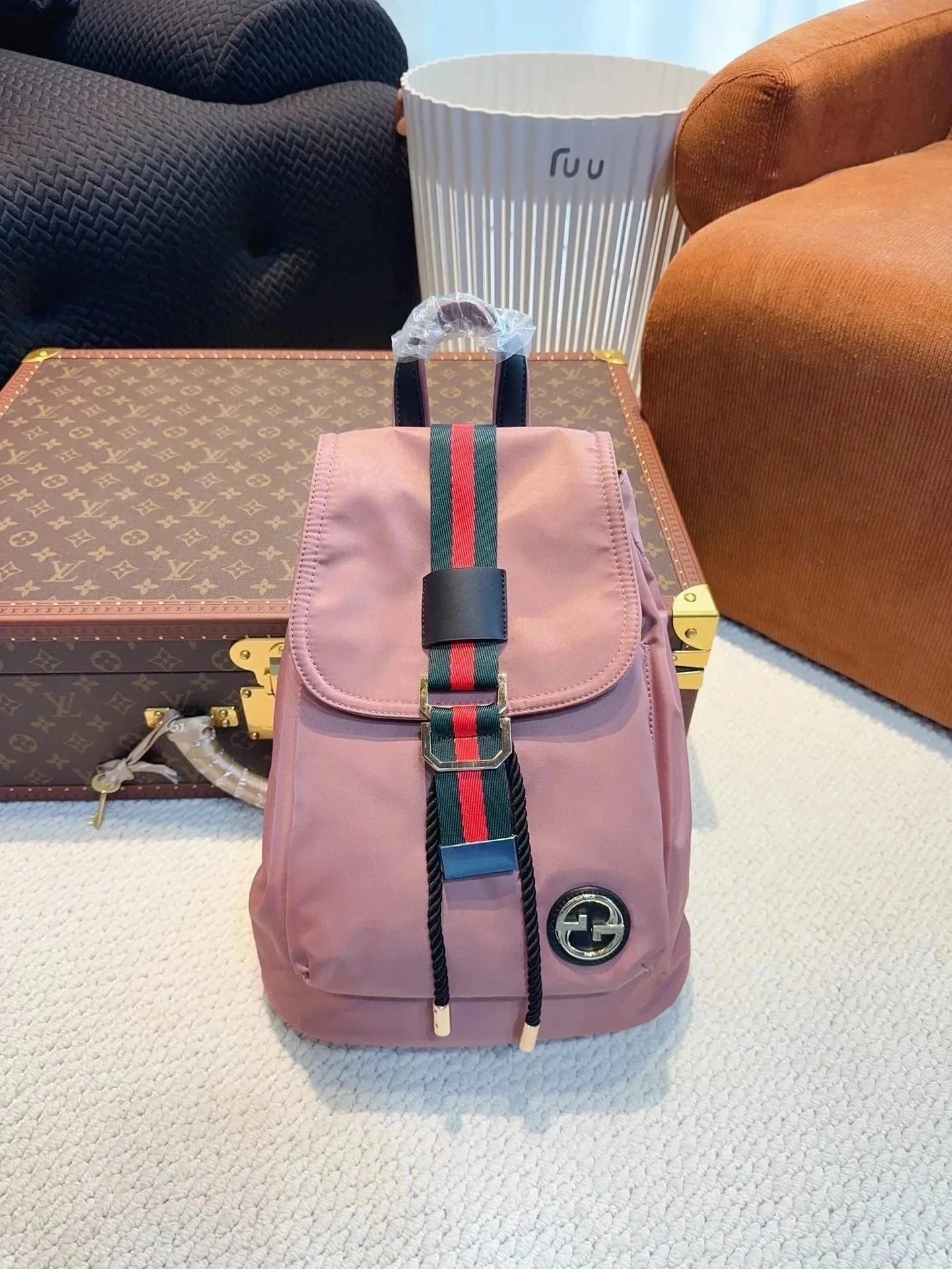 Gucci GG Marmont Backpack Gray with Yellow Accents - 2