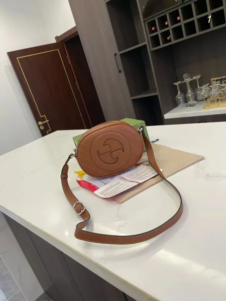 Gucci GG Marmont Mini Shoulder Bag Blue and Beige Canvas - 38