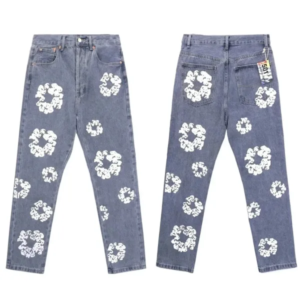 Gallery Dept. Floral Print Denim Jacket and Jeans Set White - 6