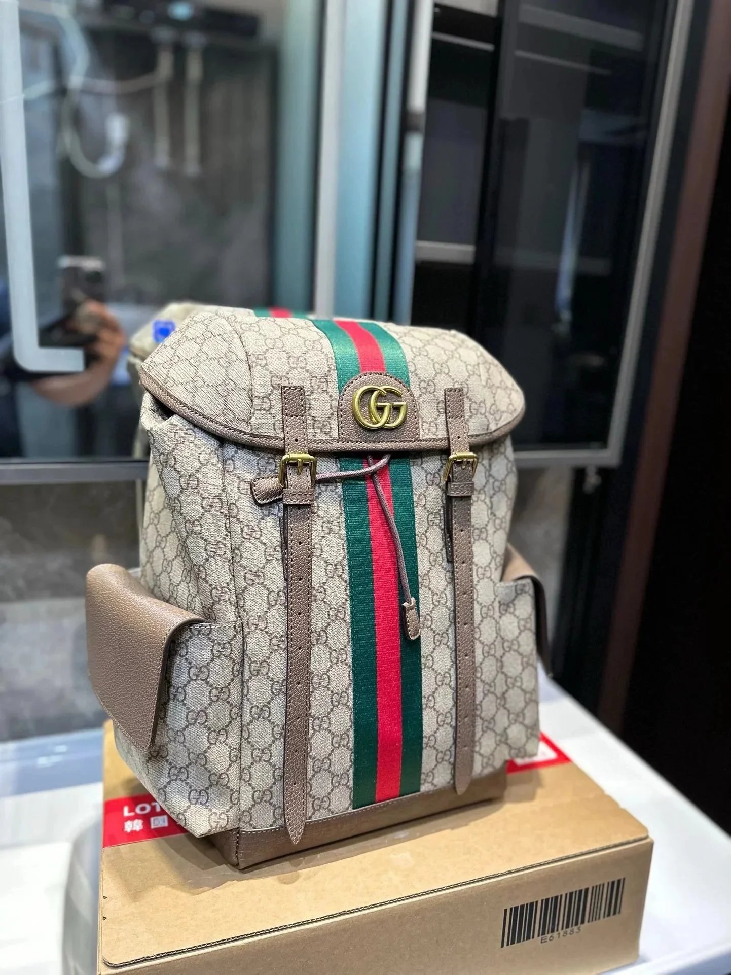 Gucci GG Marmont Backpack Gray with Yellow Accents - 28