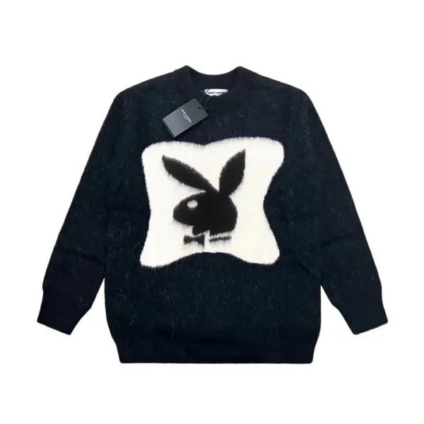 Saint Laurent YSL Gradient Knit Sweater Black-White - 5