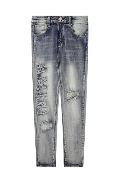 Gallery Dept. Paint-Splatter Distressed Light Wash Jeans - 4