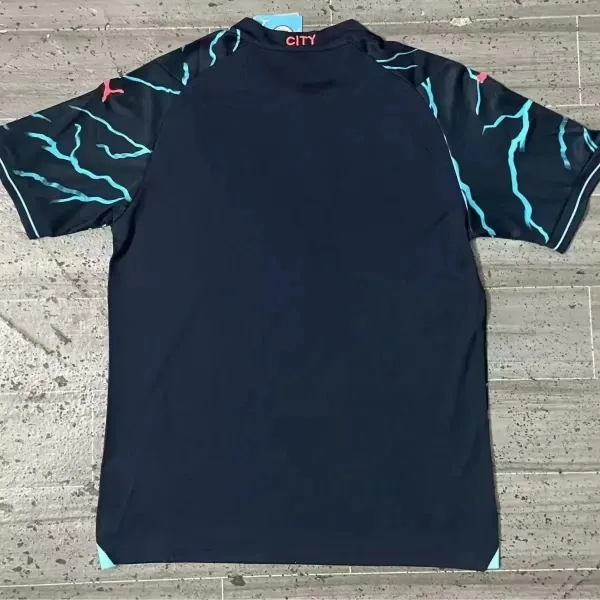 Puma Manchester City 2023-24 Third Jersey Black Turquoise Lightning Print - 2