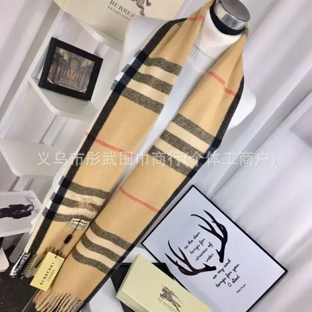 Burberry Scarves Embroidered check fringed scarf product detail image 5