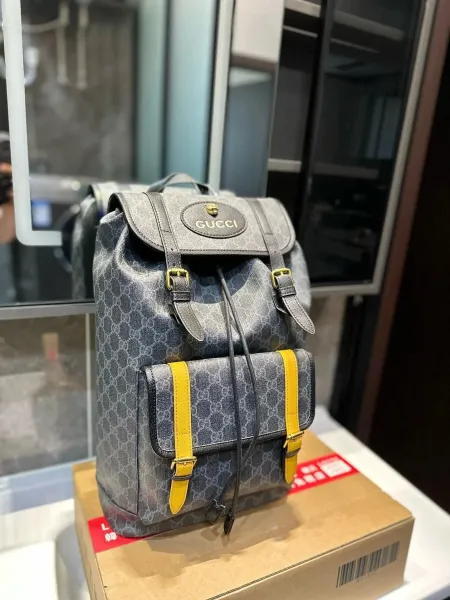 Gucci GG Marmont Backpack Gray with Yellow Accents - 27