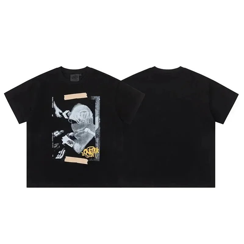 SYNA.TRIBE Collage Print Black T-Shirt