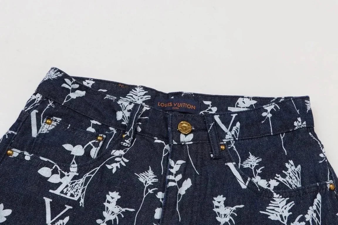 Louis Vuitton Monogram Floral Denim Jeans Navy - 5