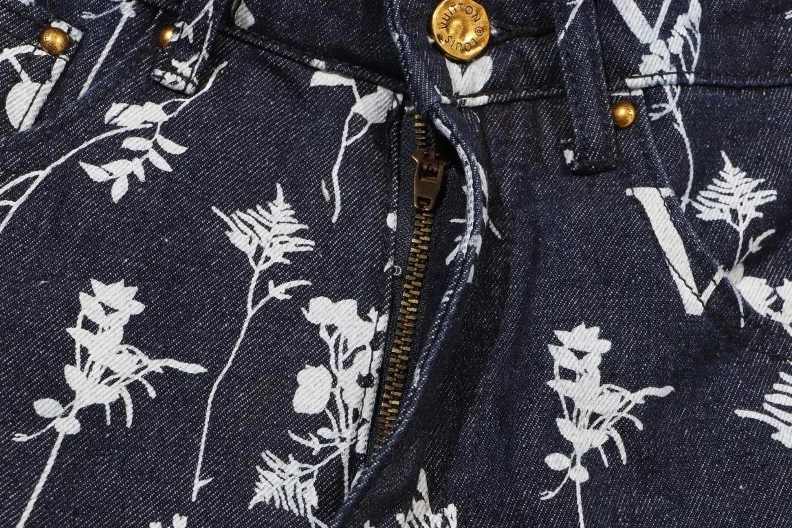 Louis Vuitton Monogram Floral Denim Jeans Navy - 7